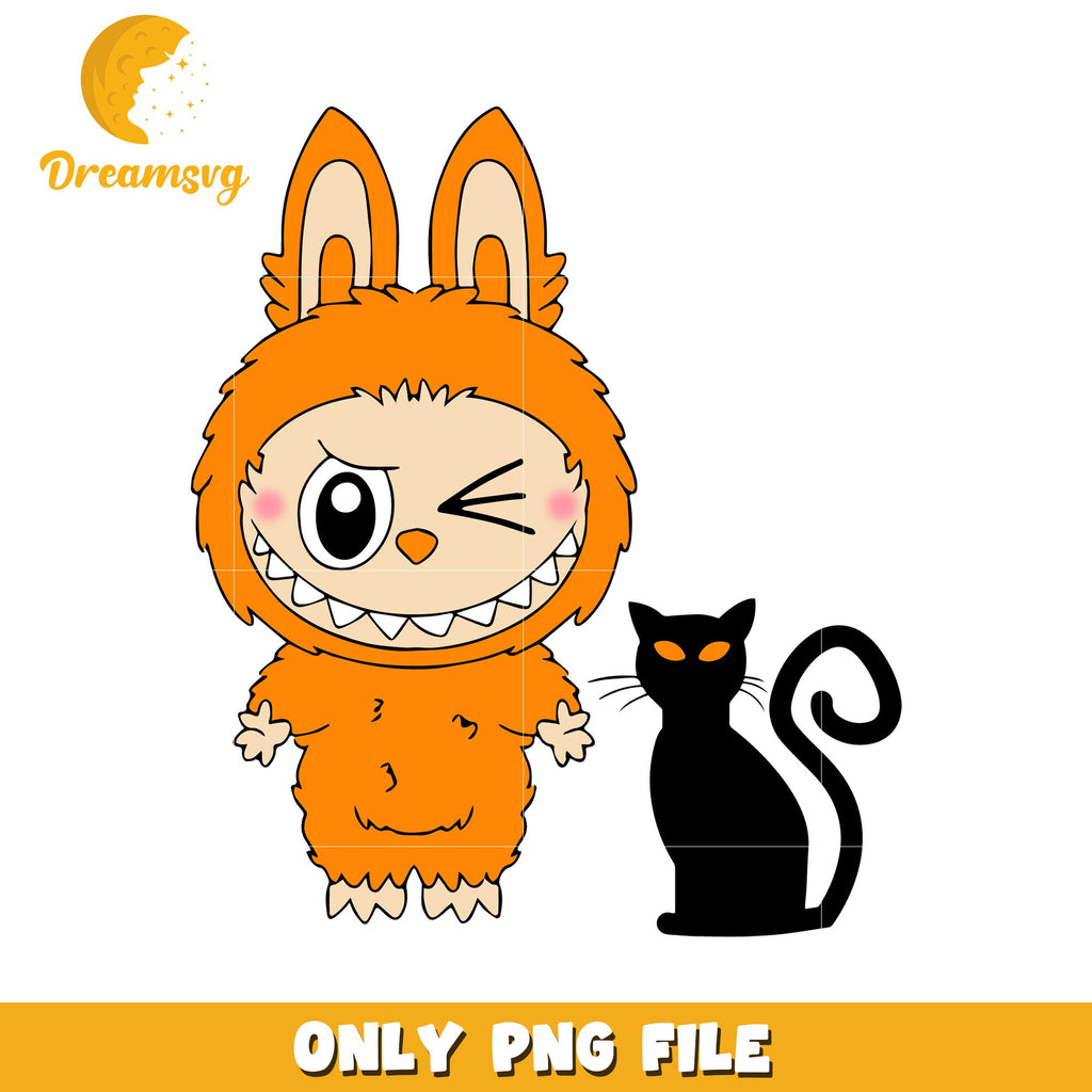 Orange Labubu Sticker Orange labubu design png, halloween labubu png, halloween pumpkin png