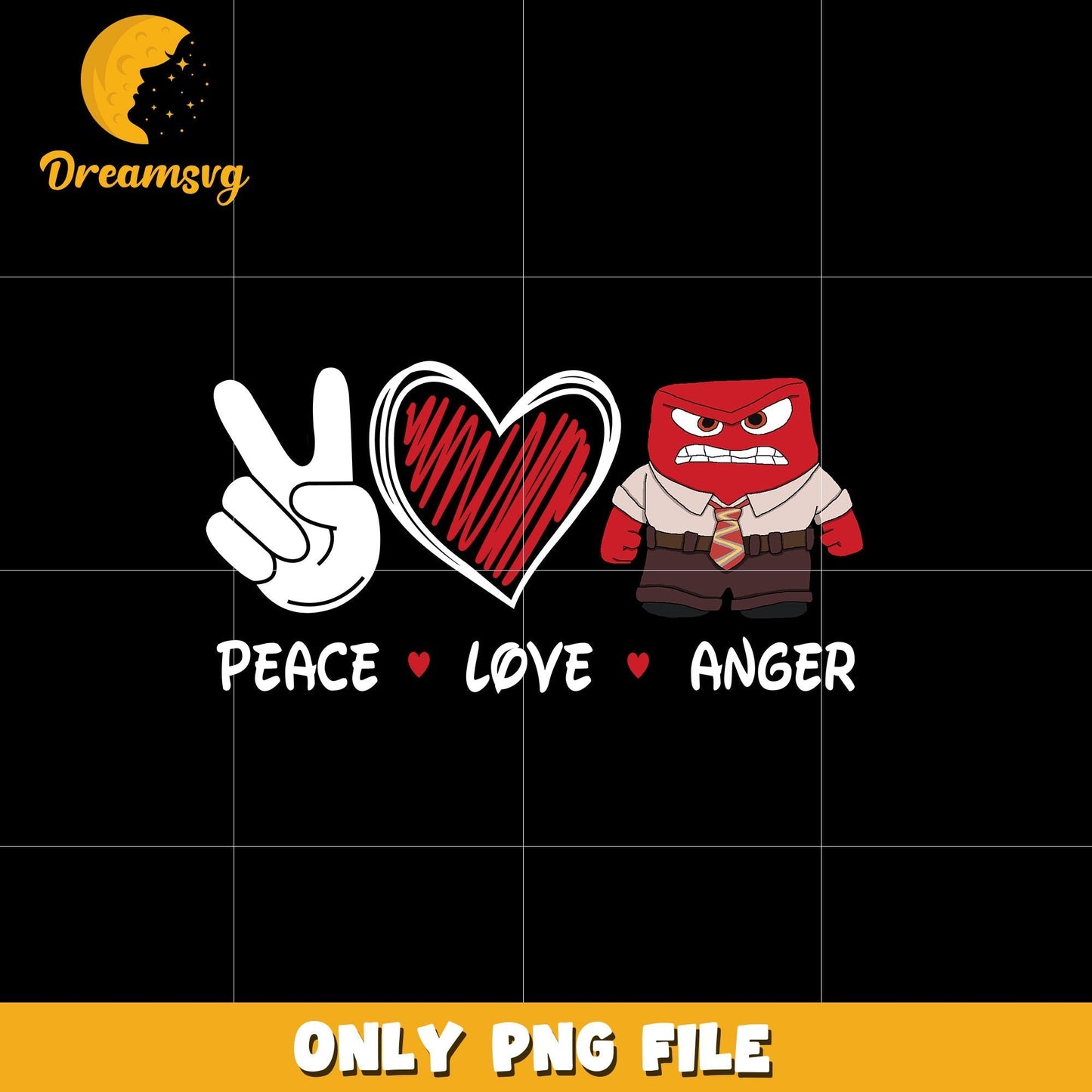 Peace love anger design png