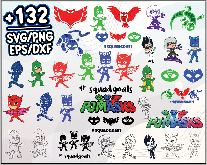 132+ PJ Masks Svg bundle, PJ Masks Svg, Connor Svg, Catboy Svg, Cartoon svg, png, dxf, eps digital file