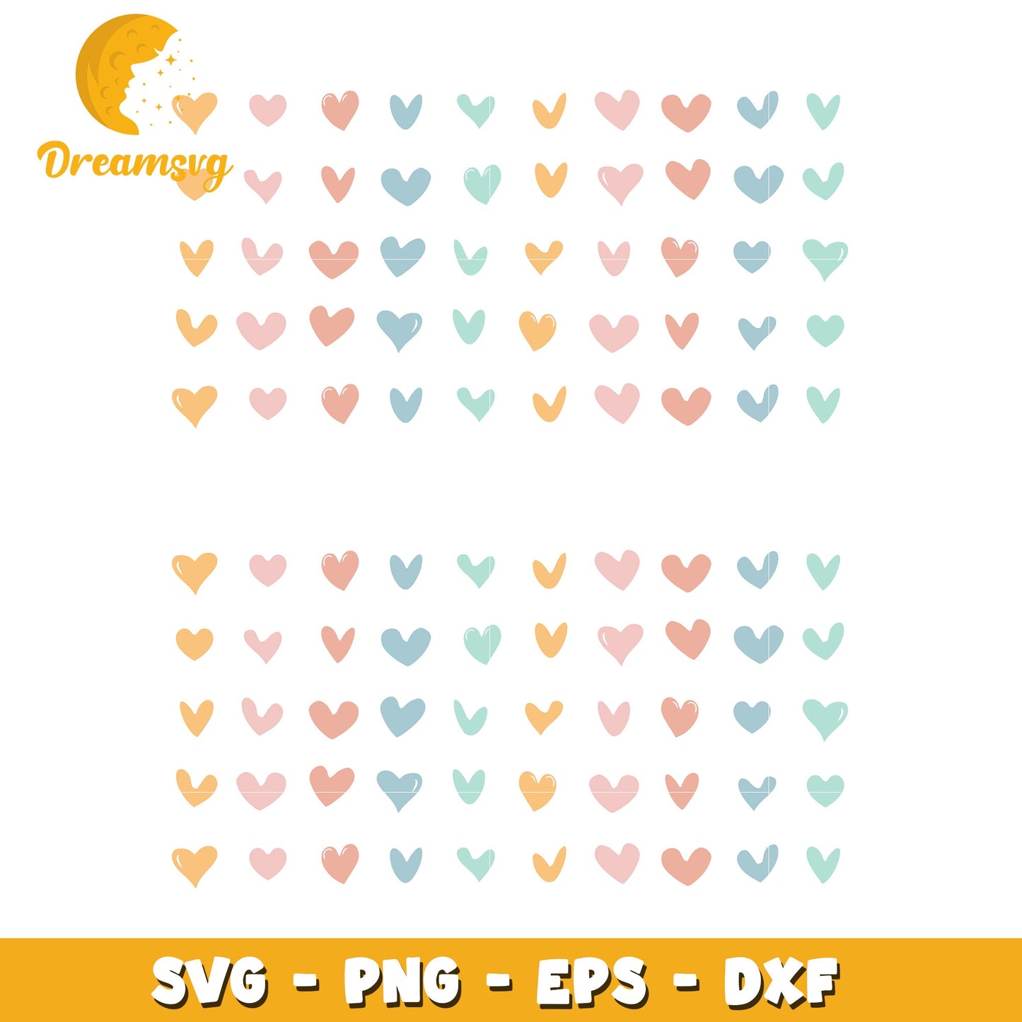 Pastel Hearts SVG PNG EPS DXF Cut Files