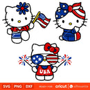 Patriotic Hello Kitty Svg Bundle, Patriotic Hello Kitty Silhouette Vector Cut Files