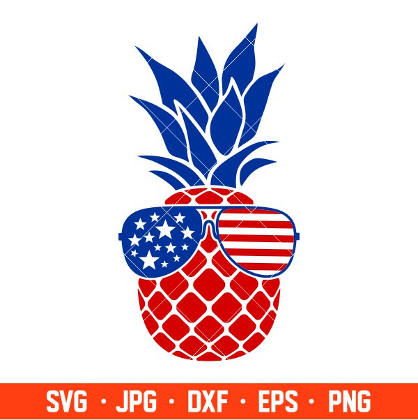 Patriotic Pineapple Sunglasses Svg, 4th of July Svg, Patriotic Svg, Independence Day Svg, USA Svg, Cricut, Silhouette Vector Cut File