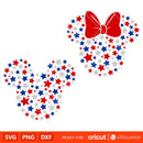 Patriotic Stars Mickey &amp; Minnie Bundle Svg, 4th of July Svg, Independence Day Svg, Disney Svg, Cricut, Silhouette Vector Cut File