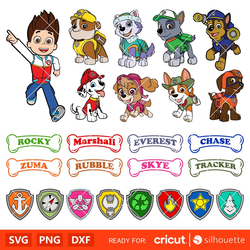 Paw Patrol Svg Bundle, Paw Patrol Layered Svg, Paw Patrol Svg For Cricut, Silhouette Vector Cut Files