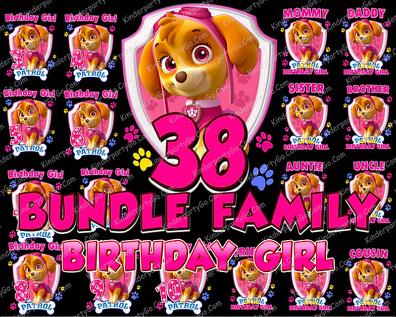 38 Paw Patrol PNG Bundle, Birthday girl png, Bundle family designs, digital download.