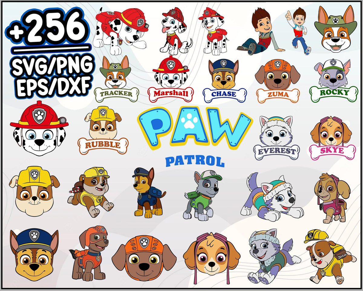 256+ Paw Patrol Bundle Svg, Paw Patrol Cut File, Paw Patrol Vector, Cartoon svg, png, dxf, eps digital file