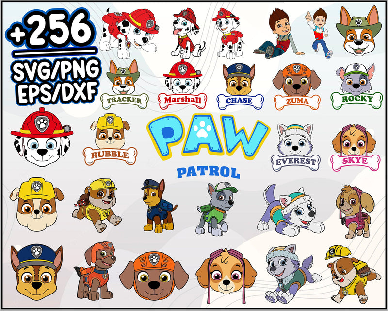 256+ Paw Patrol Bundle Svg, Paw Patrol Cut File, Paw Patrol Vector, Cartoon svg, png, dxf, eps digital file