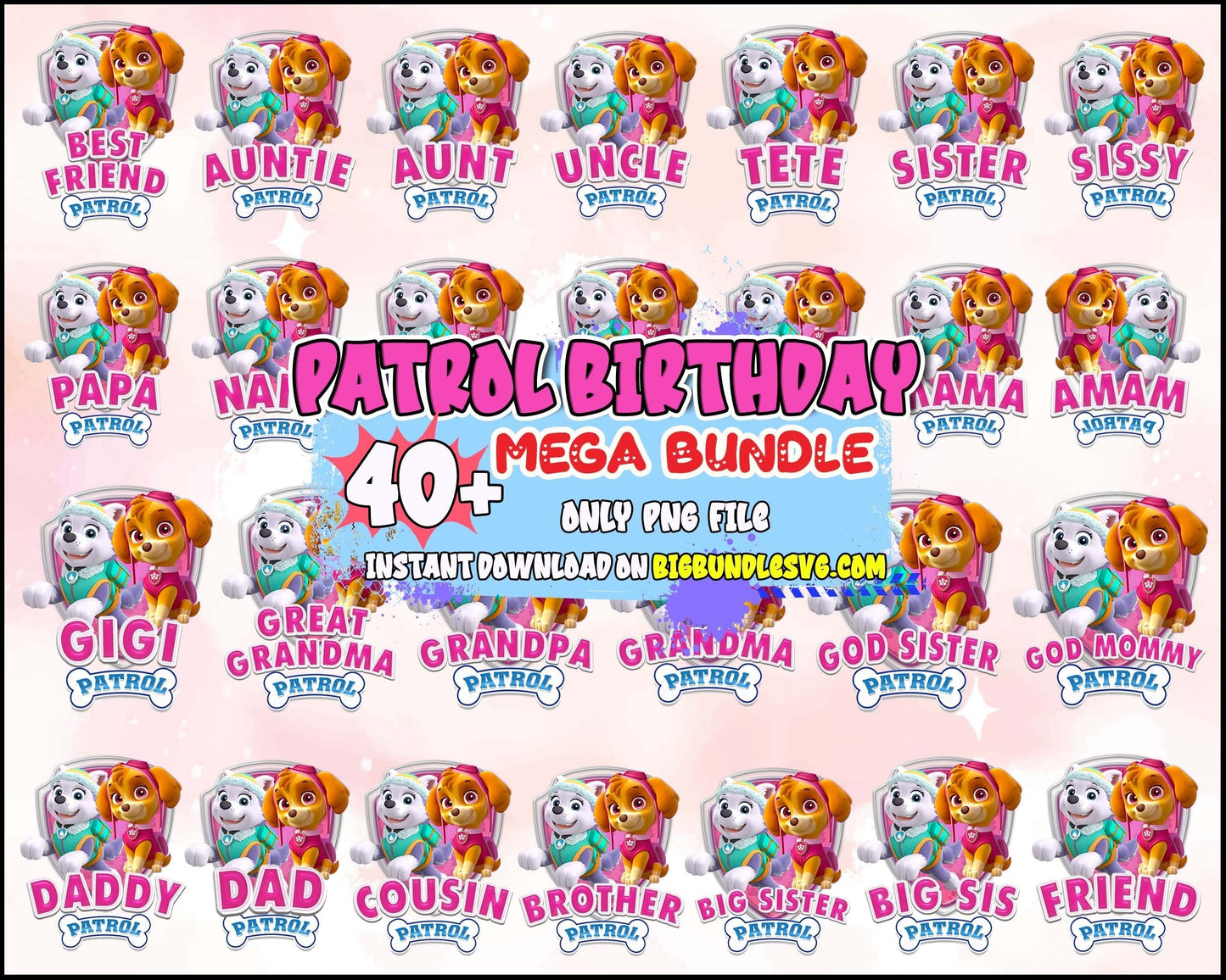 40 Paw Patrol PNG Bundle, Bundle Family png, Paw dog Bundle designs, Digital download.
