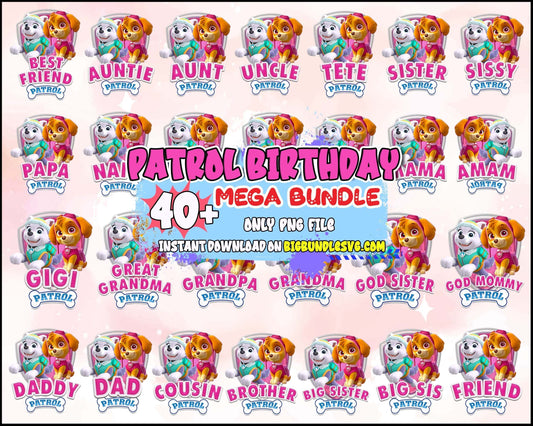 40 Paw Patrol PNG Bundle, Bundle Family png, Paw dog Bundle designs, Digital download.