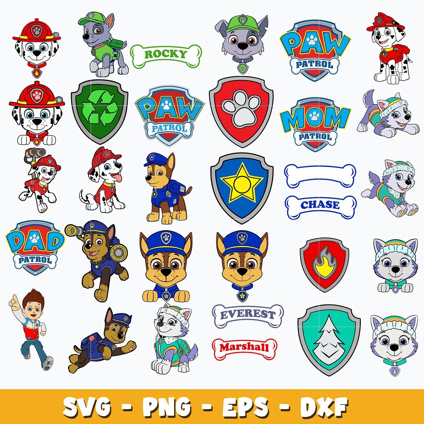 Paw Patrol bundle svg, Paw Patrol svg, Cartoon svg, Digital download