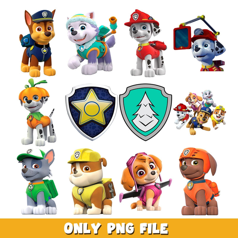 Paw Patrol Stikers  png, Paw patrol  bundle png, cartoon png