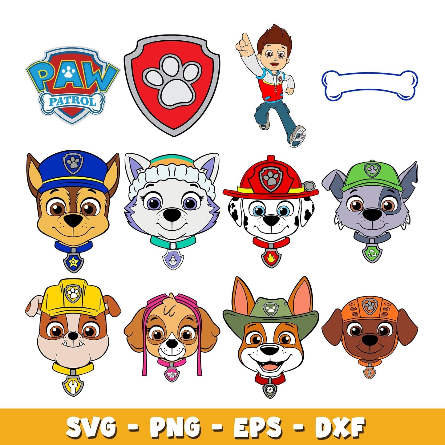 Paw Patrol head svg, Paw Patrol bundle svg, cartoon svg