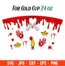 Pennywise IT Full Wrap Svg, Starbucks Svg, Coffee Ring Svg, Cold Cup Svg, Cricut, Silhouette Vector Cut File