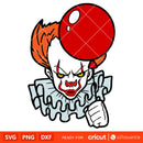Pennywise with Baloon Svg, Dancing Clown Svg, Halloween Svg, Horror Movie Svg, Cricut, Silhouette Vector Cut File