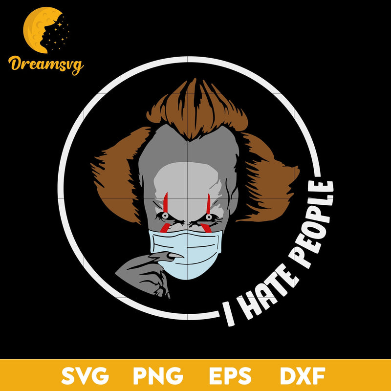 Pennywise Face Mask svg, Halloween svg, png, dxf, eps digital file.