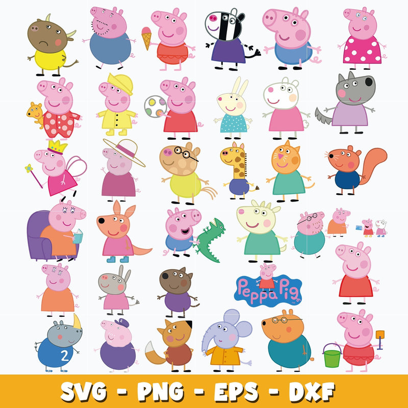 Peppa Pig bundle svg, Peppa Pig svg, Cartoon svg, Digital download