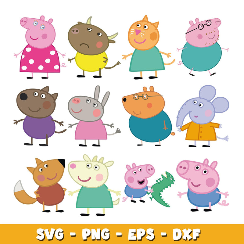 peppa pig character svg, Peppa Pig bundle svg, cartoon svg