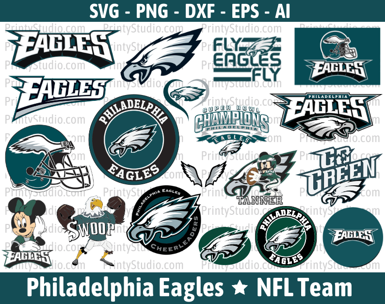 Philadelphia Eagles Clipart Bundle, PNG & SVG Cut Files for Cricut / Silhouette