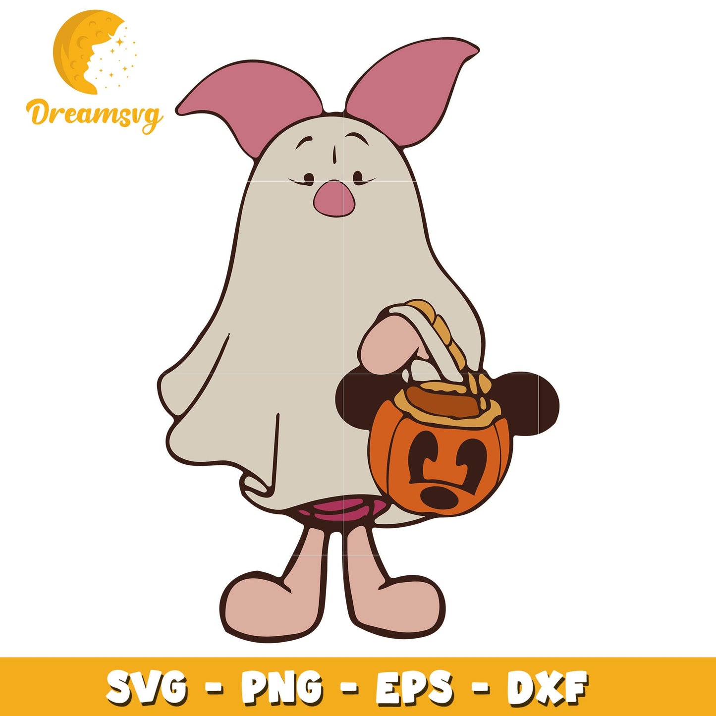 Piglet ghost halloween svg