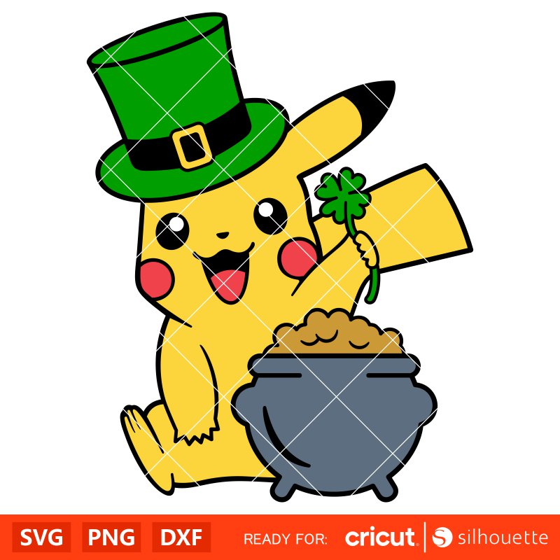 Pikachu St Patricks Day Svg, Pokemon St. Patrick’s Day Svg