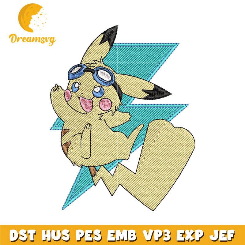 Pikachu anime embroidery design