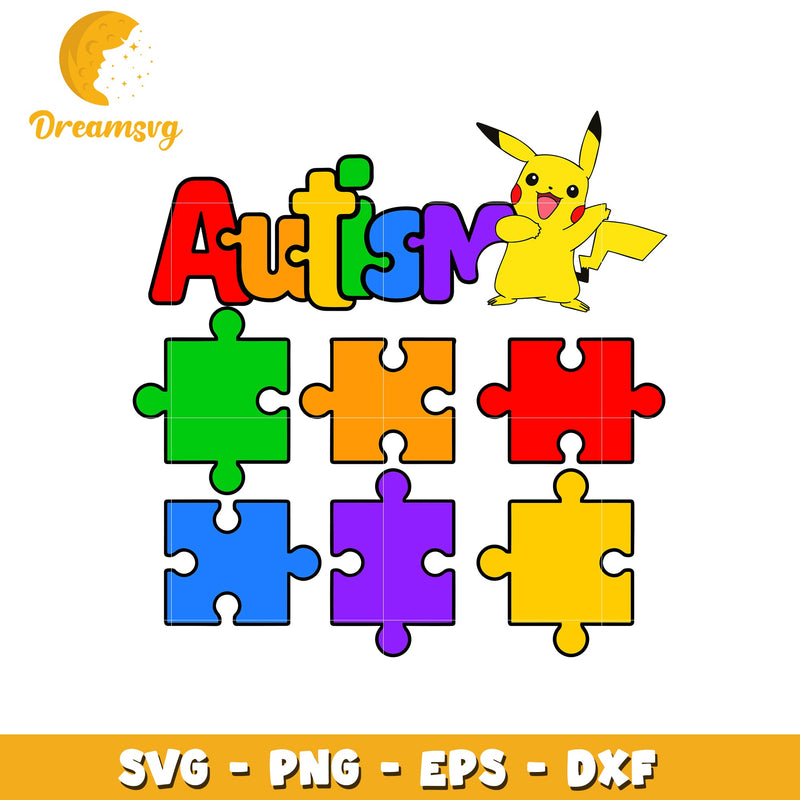 Pikachu autism design svg, autism awareness svg, pikachu svg