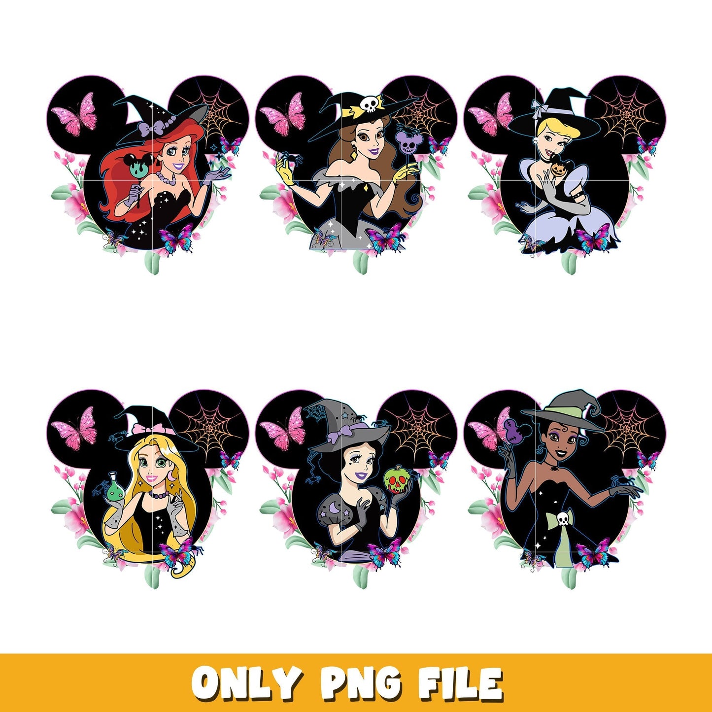 Disney Princess Halloween bundle png, Disney cartoon png, Digital download