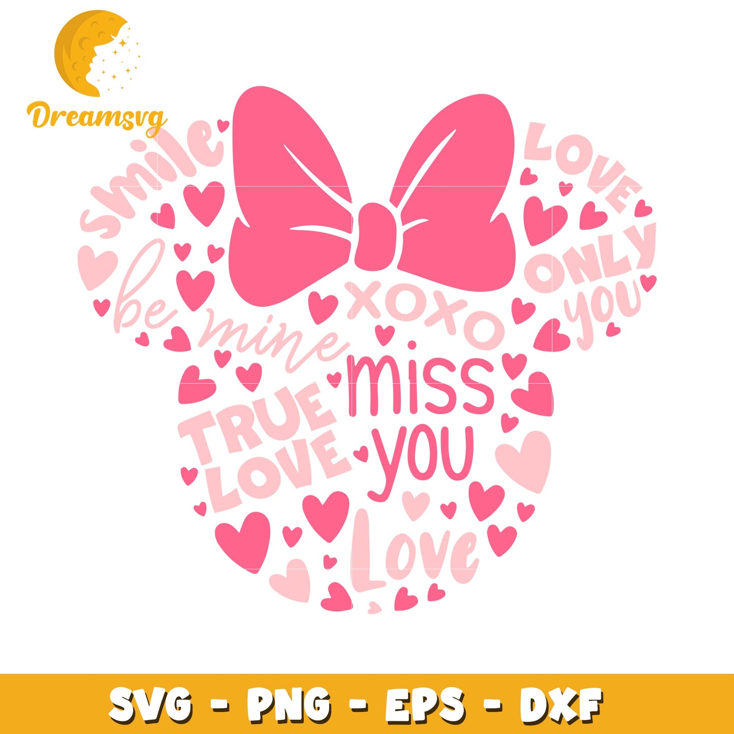 Pink Bow Love SVG Cut File