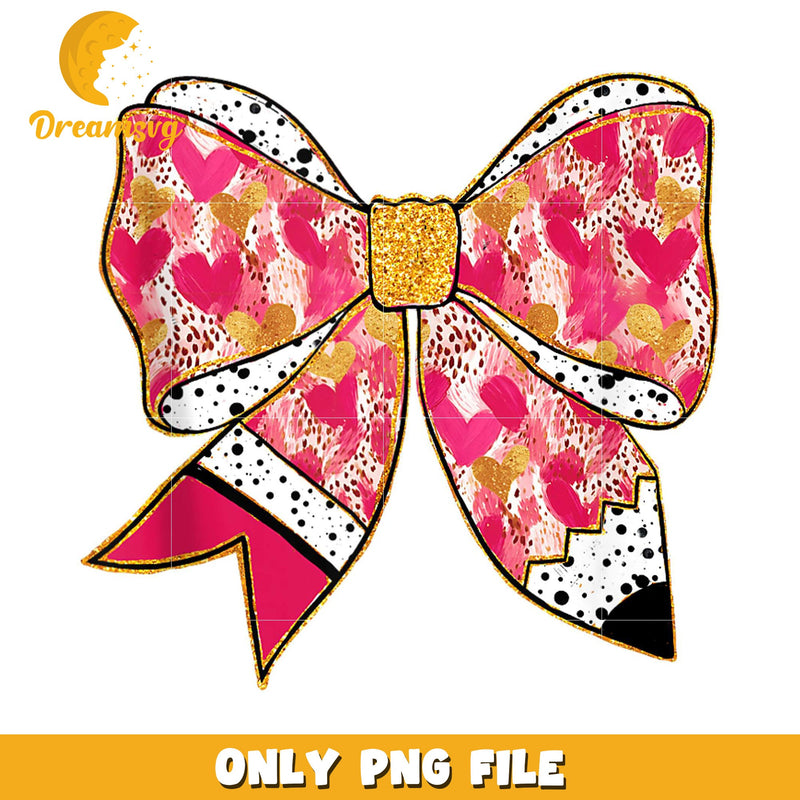 Pink Glitter Bow PNG Design