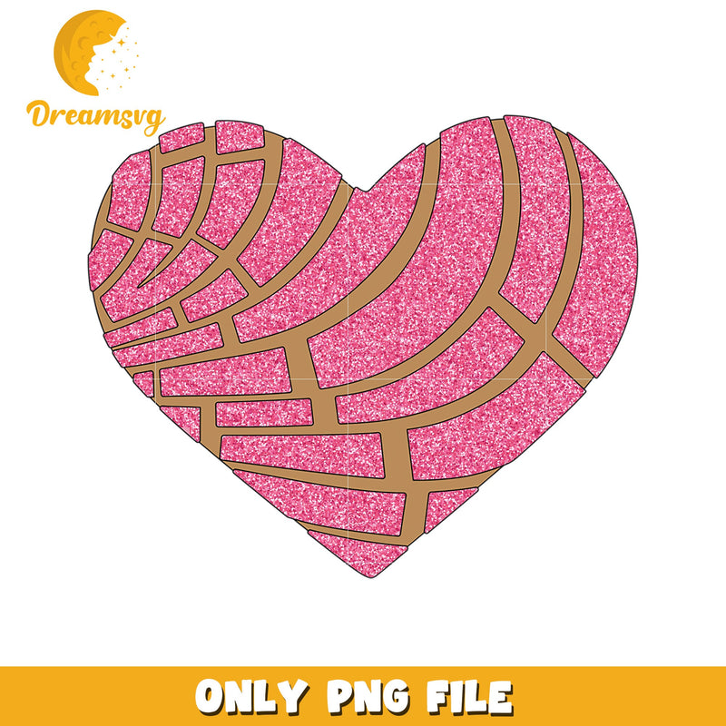 Pink Glitter Pan Dulce Heart PNG