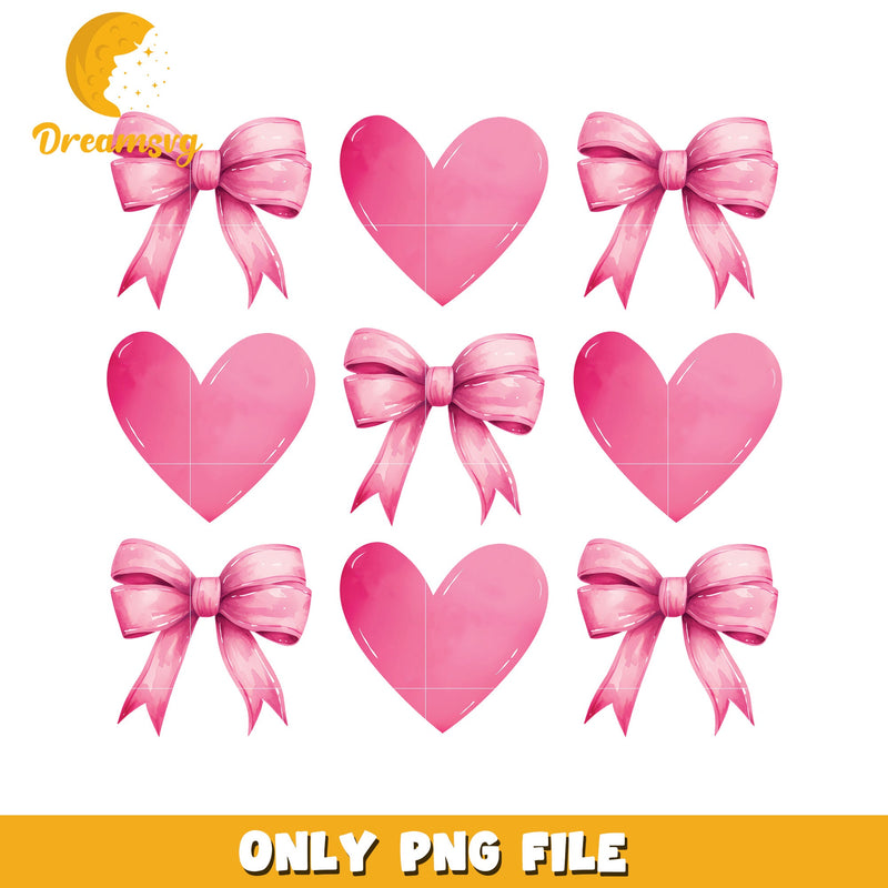 Pink Hearts Bows PNG Clipart