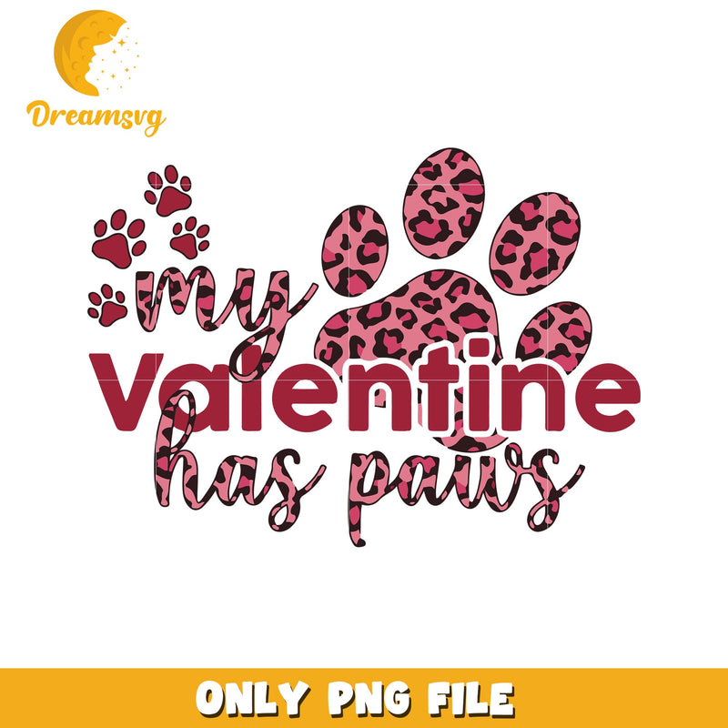 Pink Leopard Paw Valentines PNG