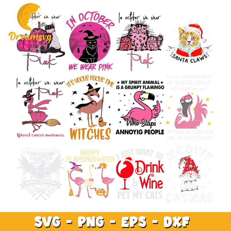 In october we wear pink bundle svg, It's hocus pocus time svg