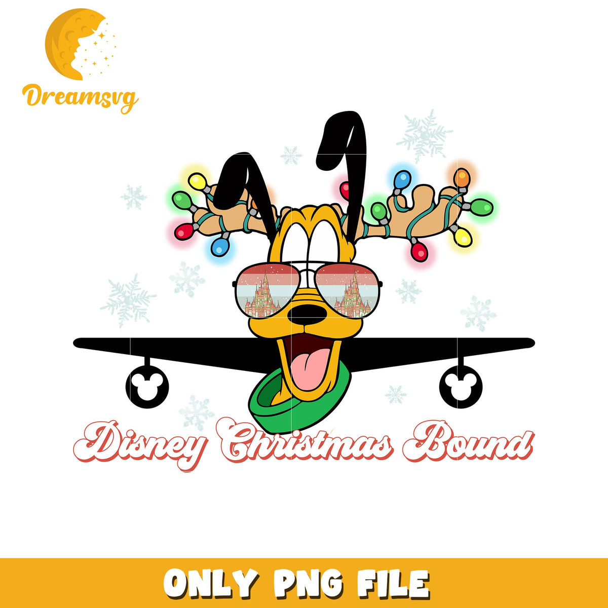 Pluto christmas bound png, disney cozy png, holiday glow png