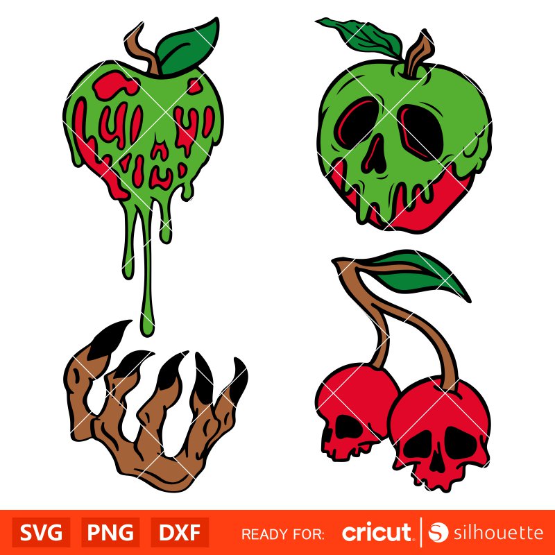 Poison Apple Bundle Svg, Halloween Svg, Spooky Season Svg, Disney Svg, Cricut, Silhouette Vector Cut File