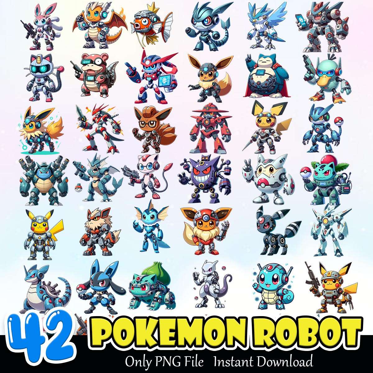 Pokemon Robot PNG Bundle Files for Sublimation