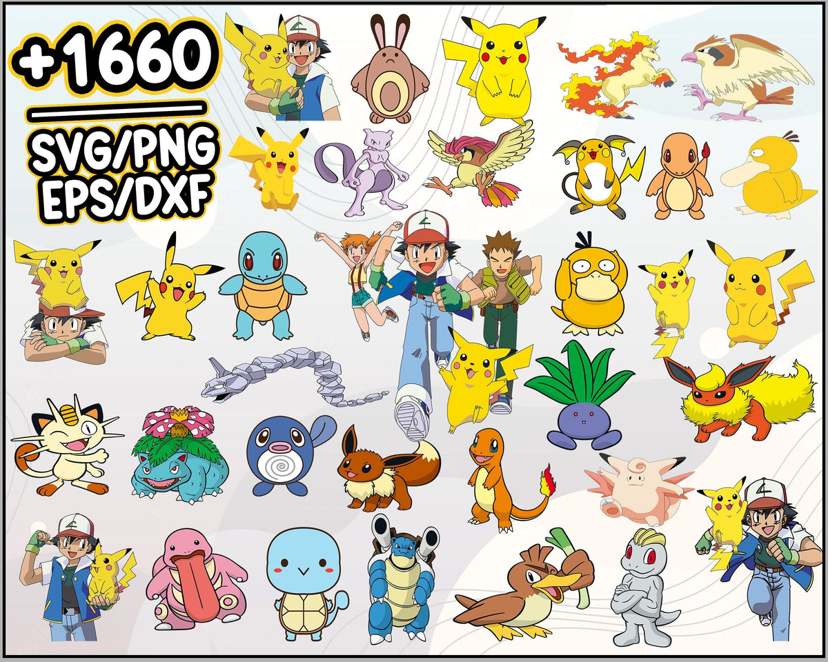 1660+ Pokemon Bundle Svg, Movie Svg Bundle, Svg files for cricut, sublimation, Pokemon Svg, Clipart, Pokemon Cricut, Cartoon svg, png, dxf, eps digital file