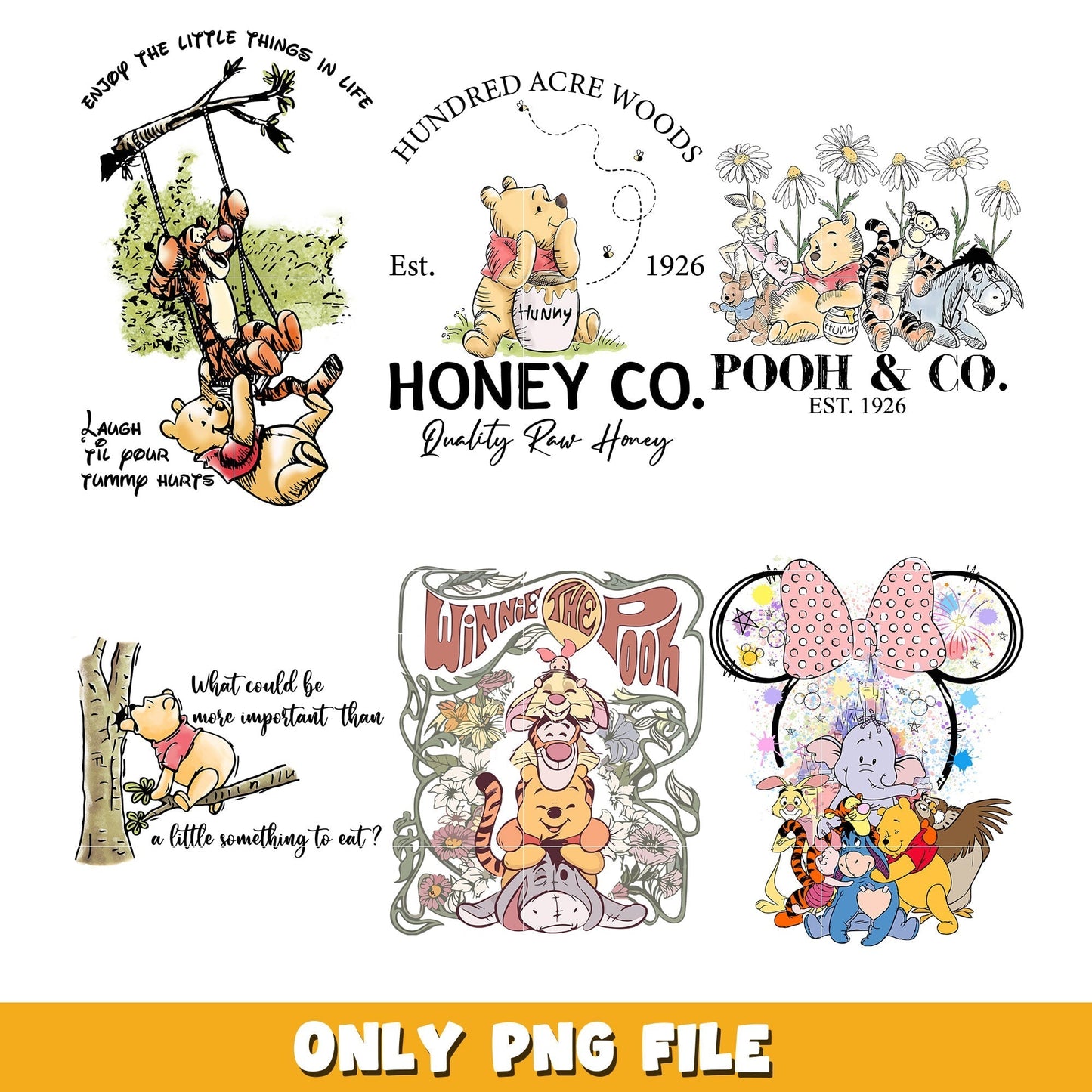 Winnie the Pooh vintage bundle png, Disney cartoon png, Digital download