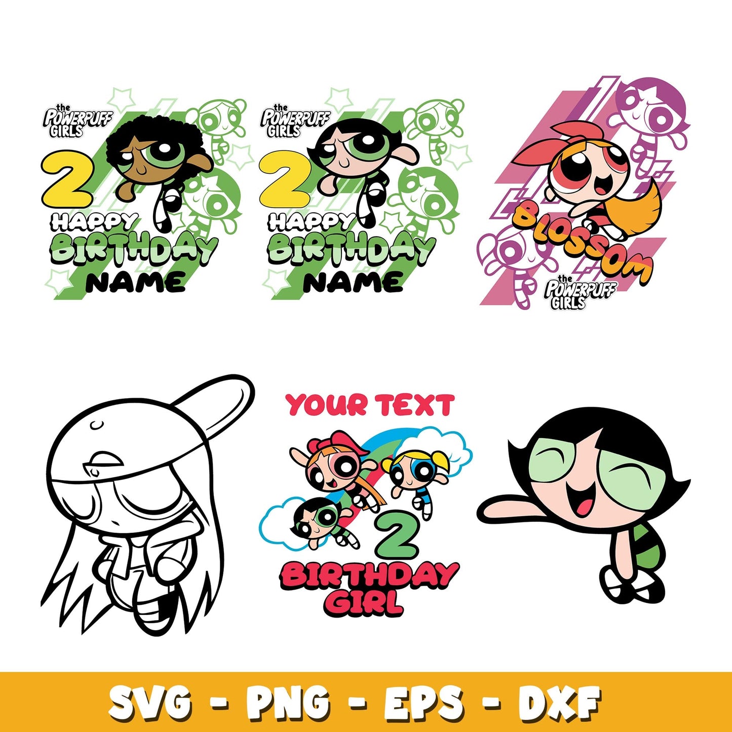 Happy Birthday Powerpuff Girls svg, The Powerpuff Girls bundle svg, cartoon svg