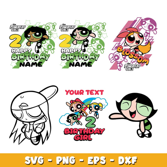 Happy Birthday Powerpuff Girls svg, The Powerpuff Girls bundle svg, cartoon svg