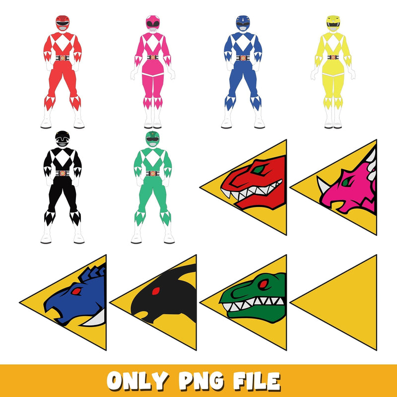 Mighty Morphin Power Rangers png, Power rangers bundle png, cartoon png