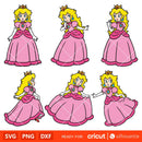 Princess Peach Clipart Bundle, Princess Peach Svg for Cricut, Princess Peach Silhouette Vector Cut Files