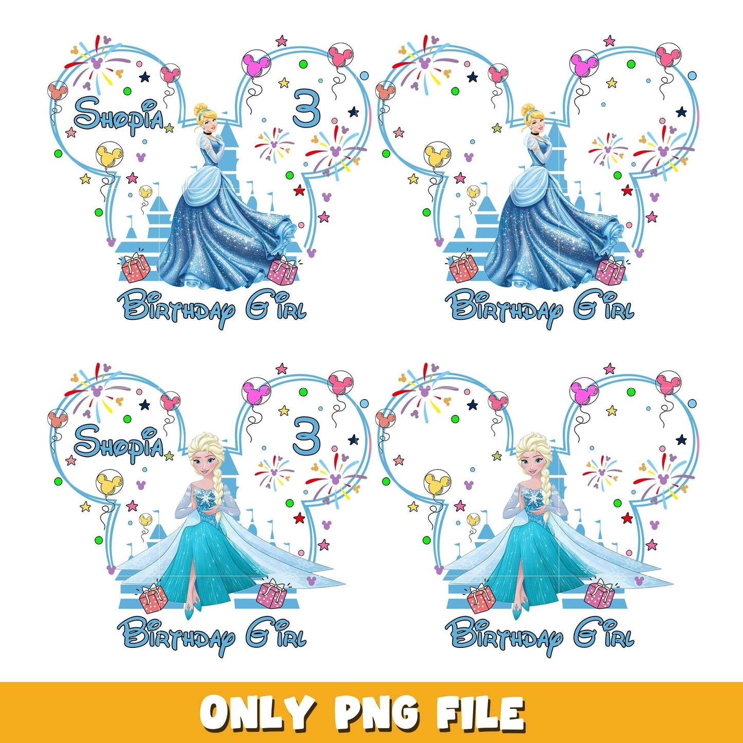 Frozen elsa Birthday Girl bundle png, Disney cartoon png, Digital download