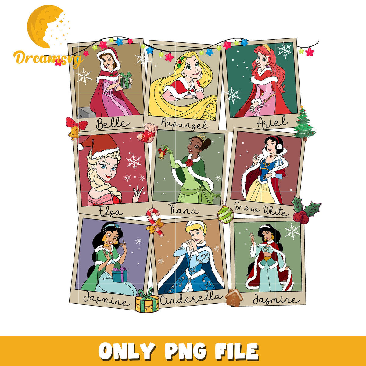 Princess christmas png, christmas magic png, disney holiday png