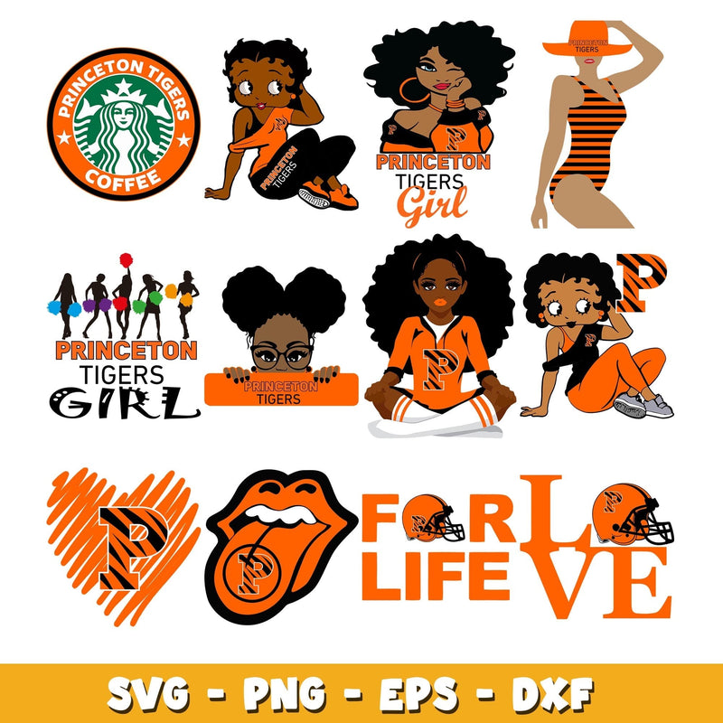 Princeton Tigers girl Bundle svg, Princeton Tigers logo svg, ncaa svg