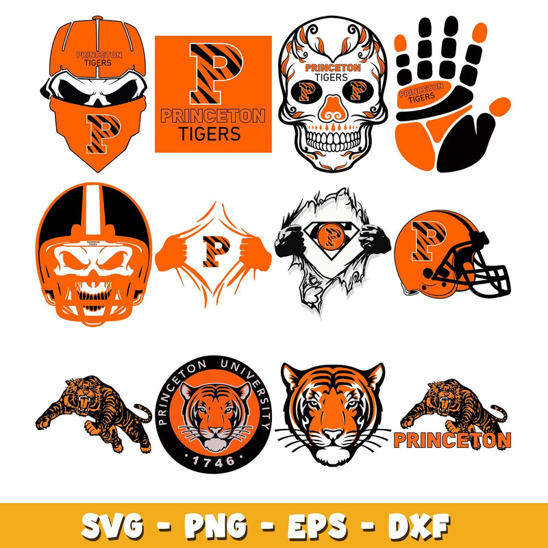 Princeton Tigers skyll Bundle svg, Princeton Tigers logo svg, ncaa svg