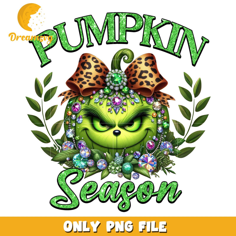 Pumpkin season grinch green png, boutique bow png, pumpkin png