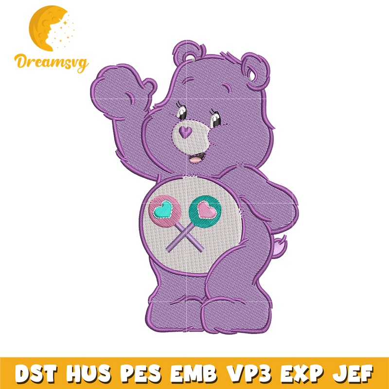 Purple bear embroidery design