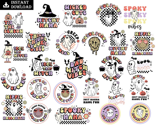 250+ RETRO HALLOWEEN SVG bundle, Horror halloween digital bundle, Designs bundle in 4 formats, Digital files