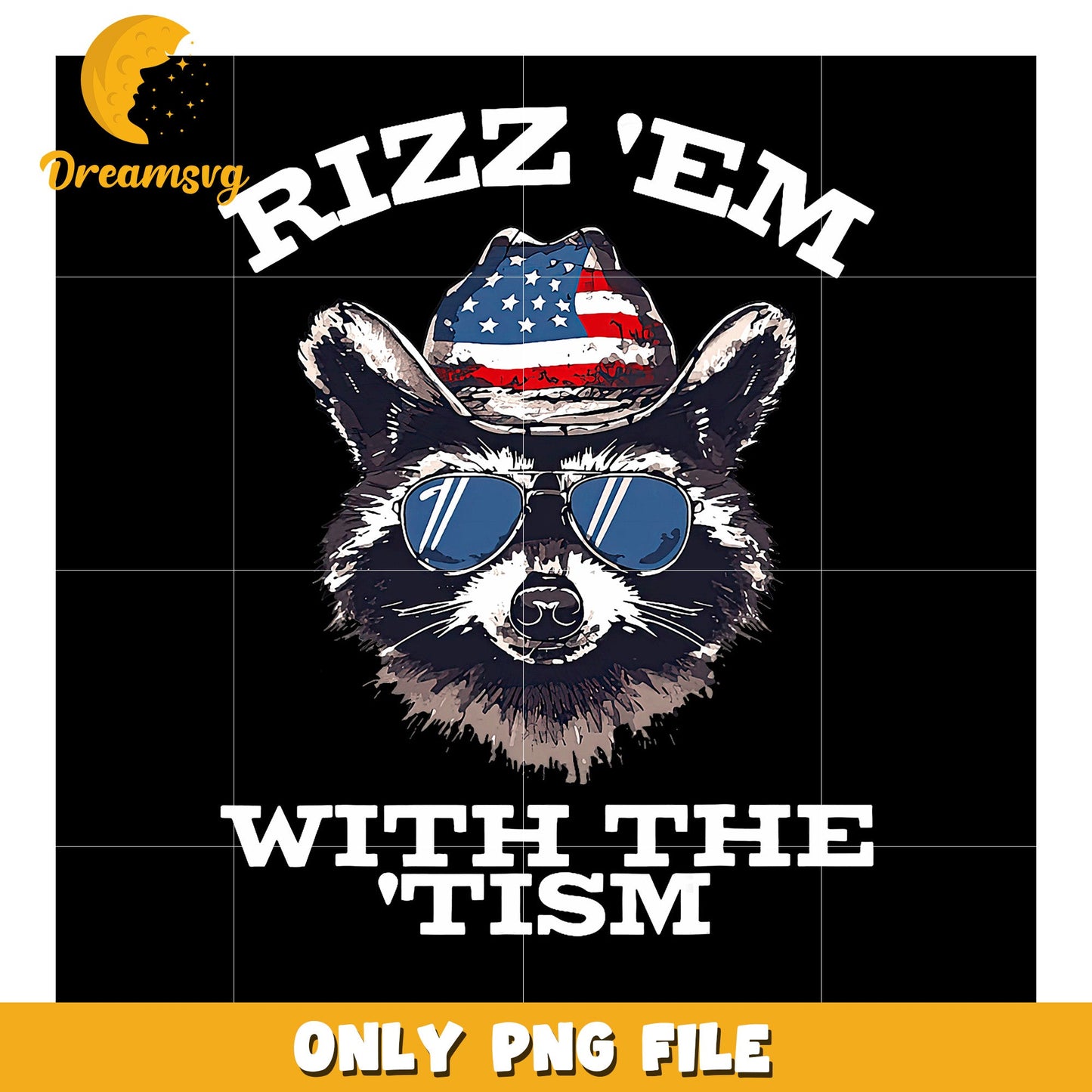 Raccoon Rizz Em PNG Patriotic Design